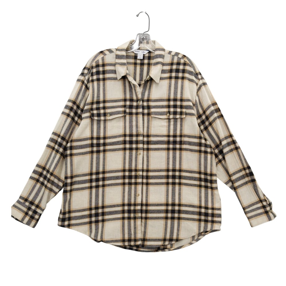 Old Navy Boyfriend Flannel Shirt Plaid Long Sleeve Relaxed‎ Fit Womens L